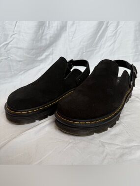 Dr Marten’s Zebzag Suede Slingback Platform Mules